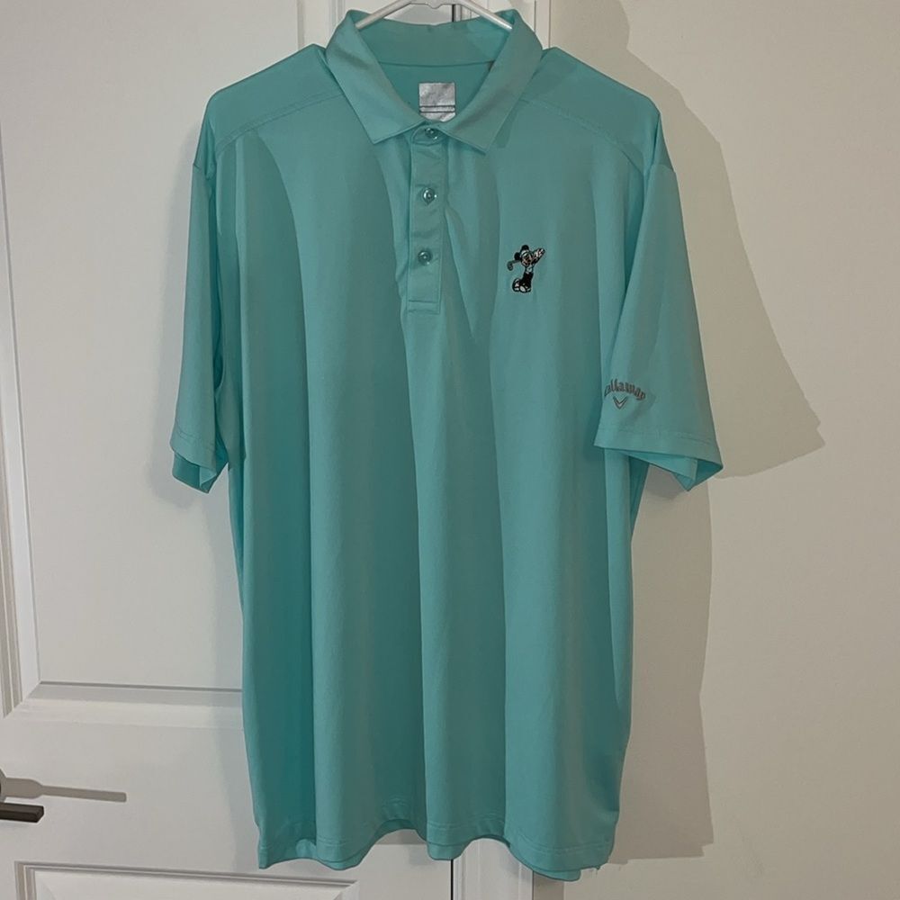 Callaway Seafoam Green Sewn Disney Mickey Mouse Golfing Shirt Polo Golf Shirt L - Picture 5 of 8